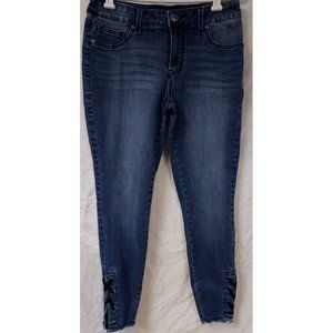 Maurices Womens Medium Regular Skinny Lace Up Ankles Raw Hem Denim Jeans 30X29